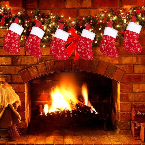 Christmas Mini Stockings,12 Pcs Felt Glitter Snowflake Stockings for Christmas T - Picture 2 of 6